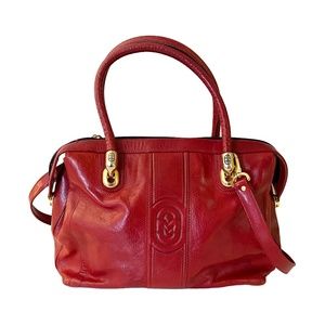 Marino Orlandi Vintage Red Glaze Leather Tote, handbag, purse